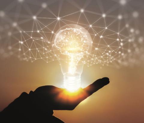 Hand holding a lightbulb